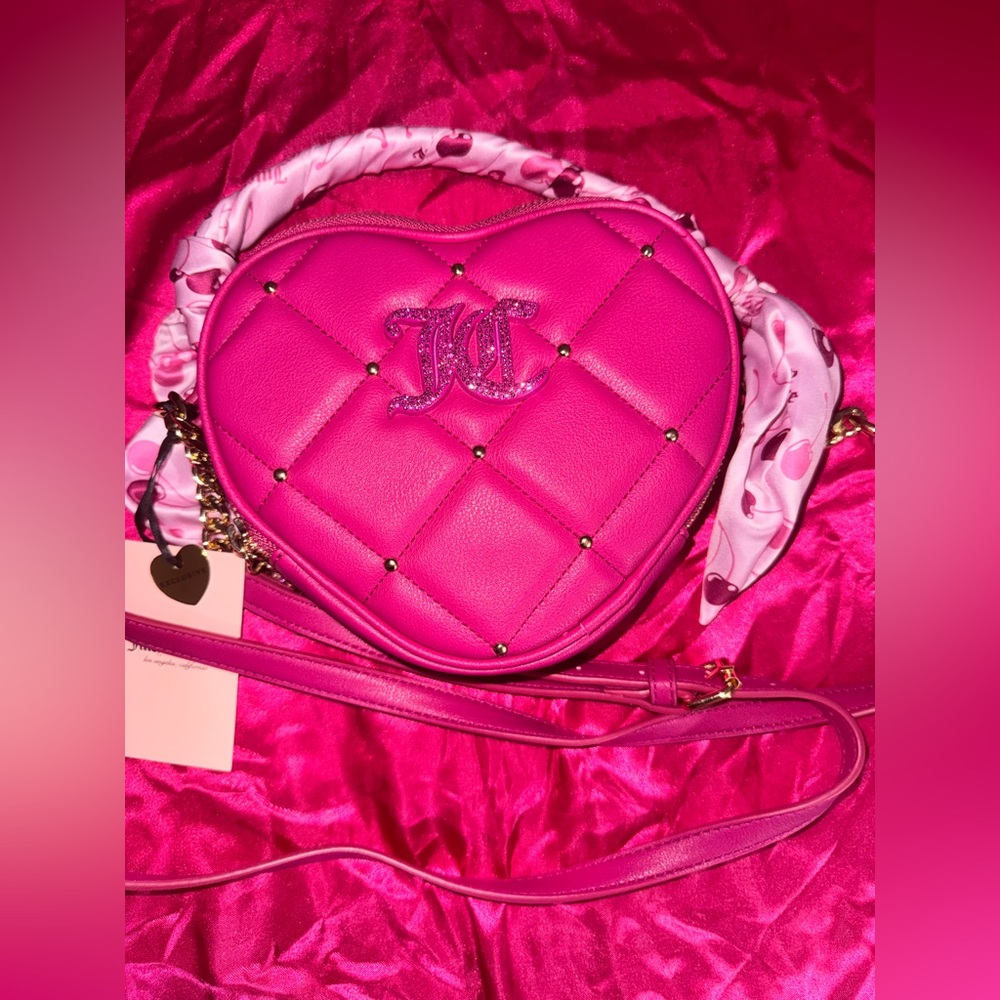 Juicy Couture Raspberry Tart/LT Pink Multi Holding The Line Heart Xbody